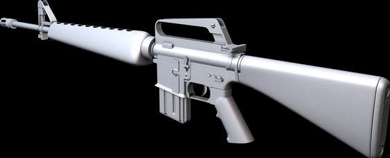 Hi-poly M16A1 Assault Rifle