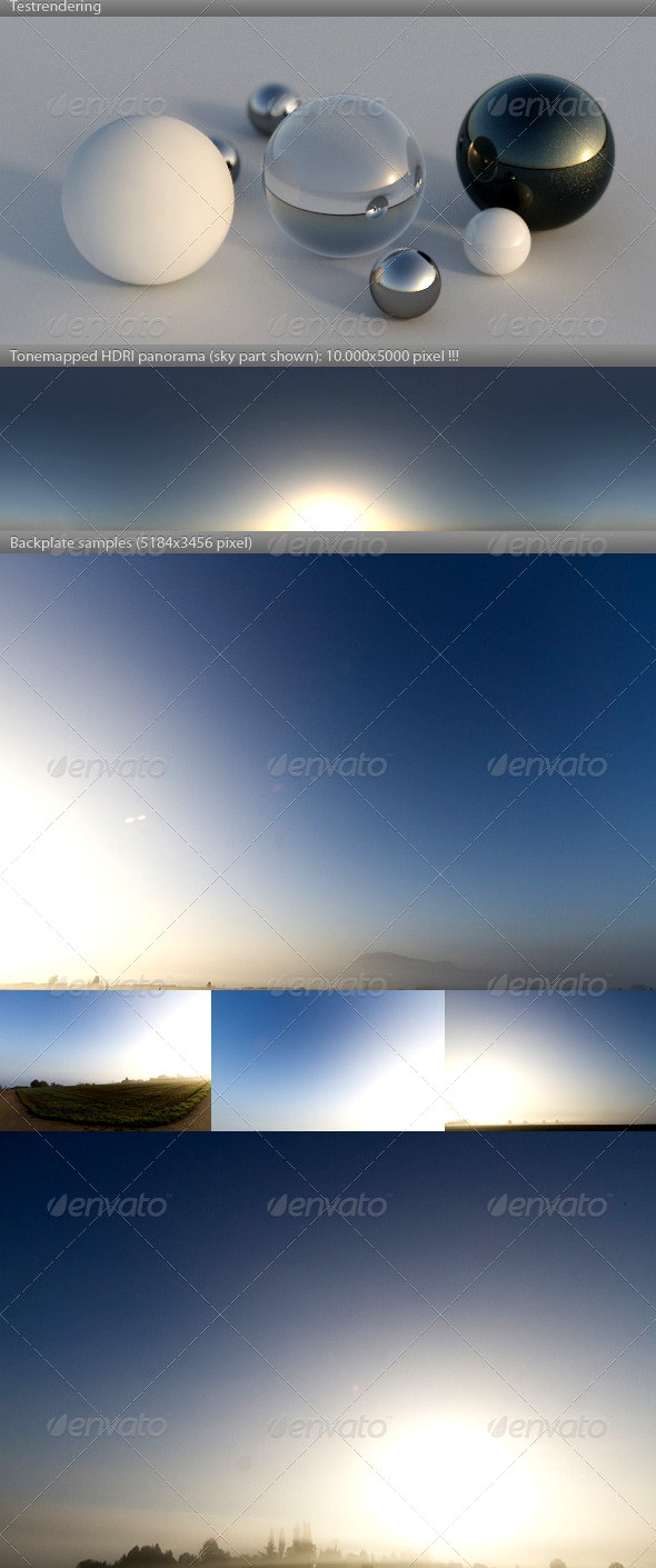 HDRI spherical sky panorama -0821- misty dawn sun