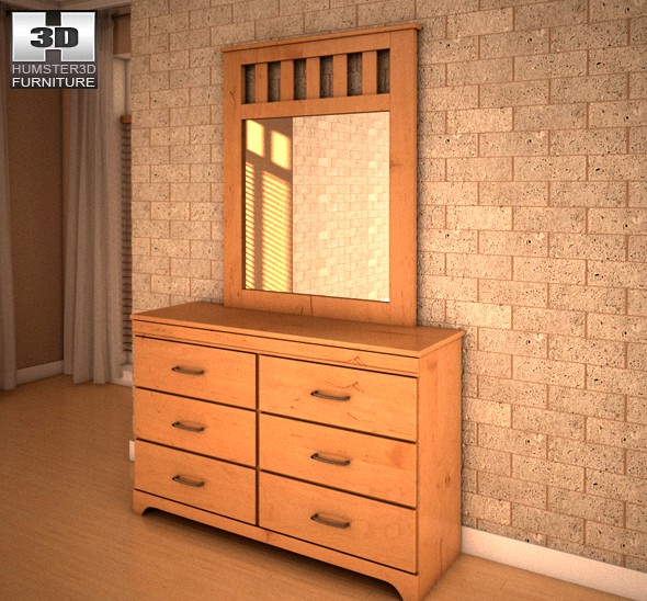 Ashley Dresser &amp; Mirror - 3D model.