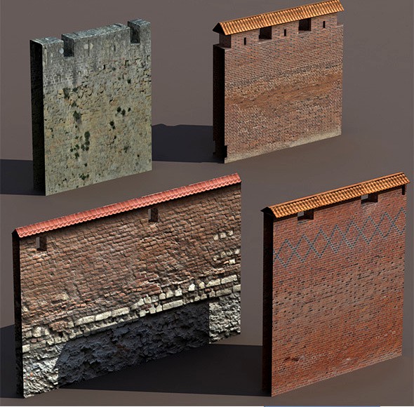 Castle Walls Low Poly 3d Model