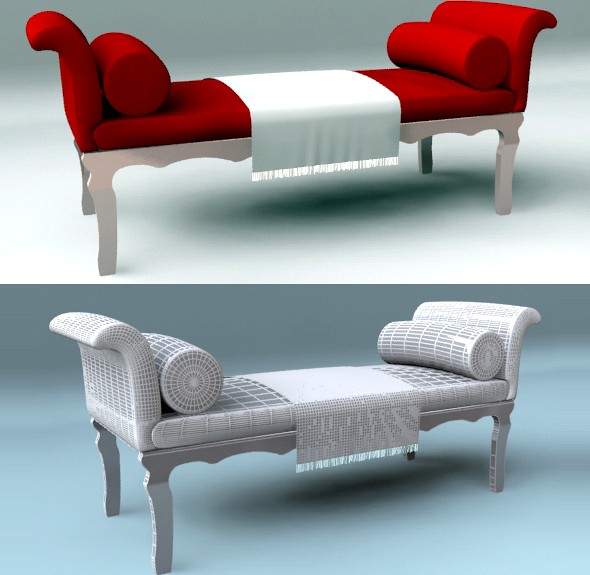 Red Chaise Bench