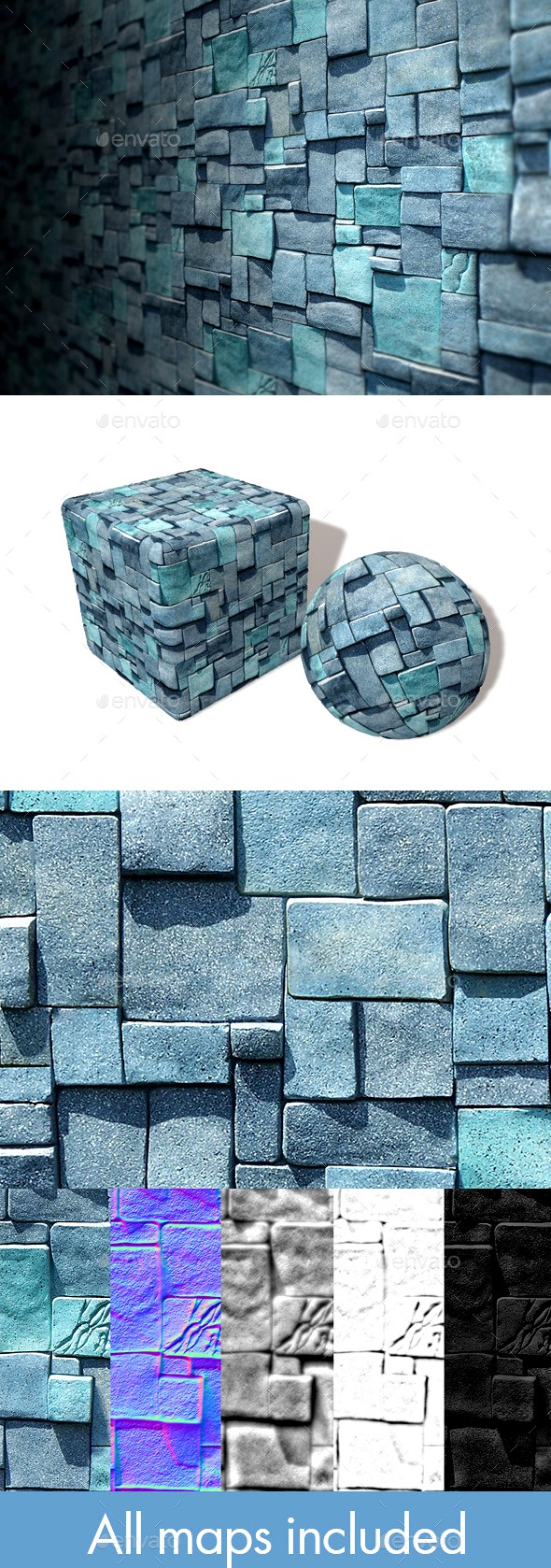 Blue Cube Bricks Seamless Texture