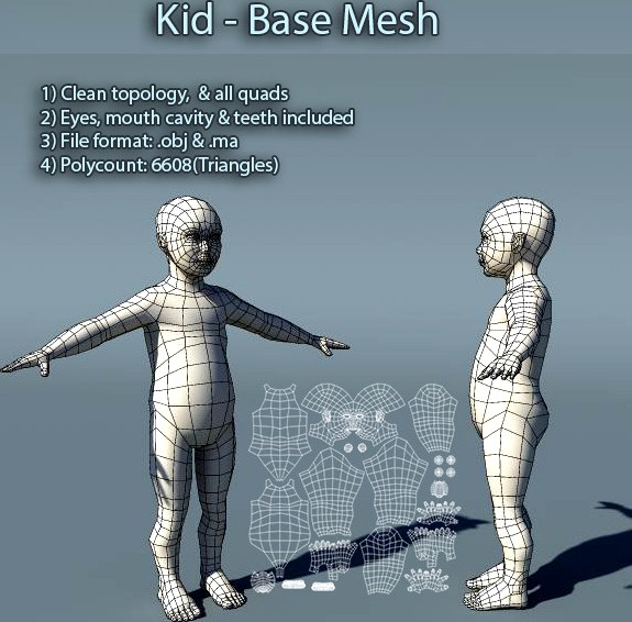 Kid Low Poly Base Mesh