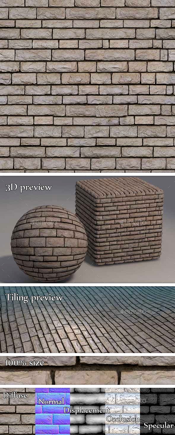 White Cobblestone Brick WallSeamless Texture