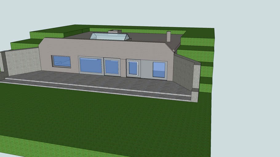Underground House - with delta retaining walls and uncovered roof