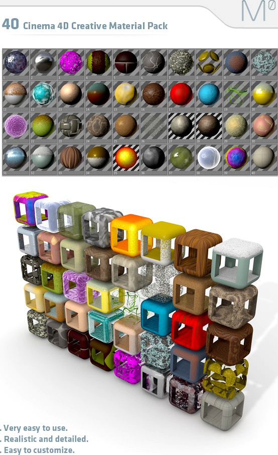 40 Cinema 4d Creative Material Pack