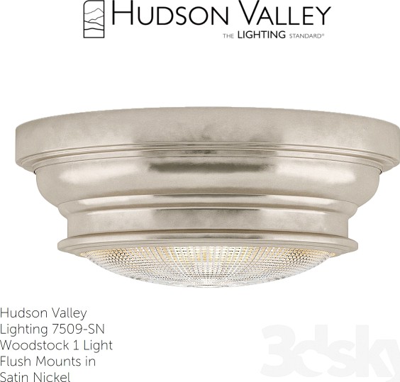 Hudson Valley Lighting 7509-SN Woodstock 1 Light Flush Mounts