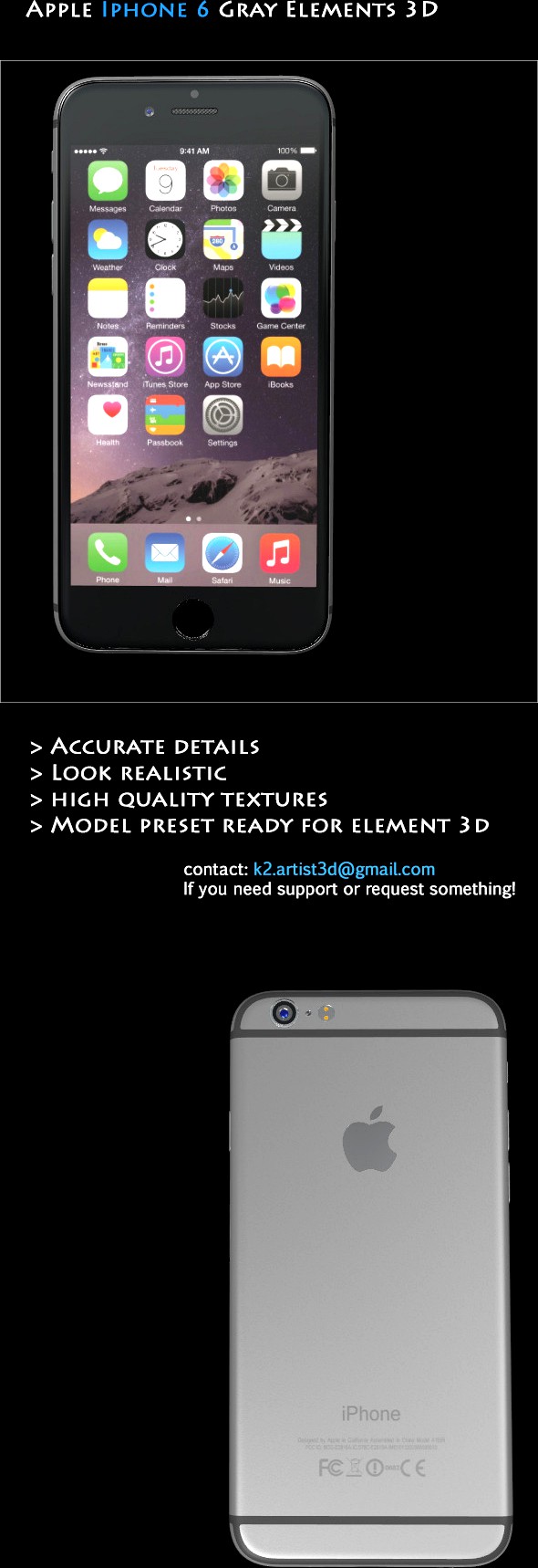 Element3D - Apple Iphone 6 Gray