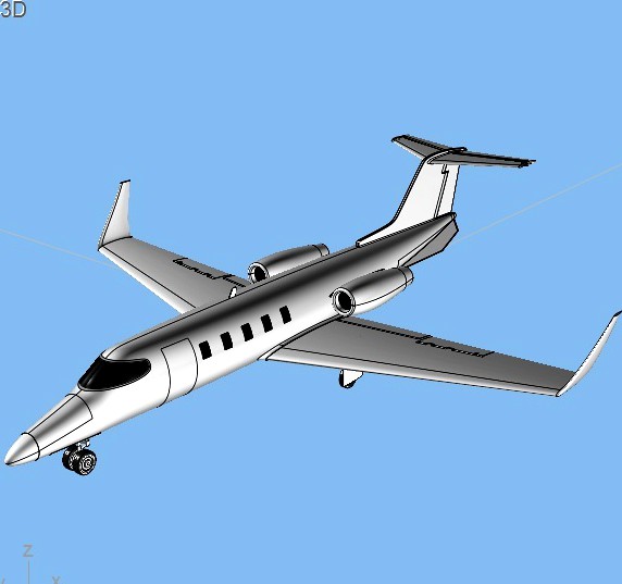 Learjet 28-29 Longhorn private jet CAD model