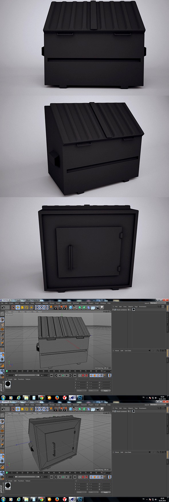 Low Poly Waste Container