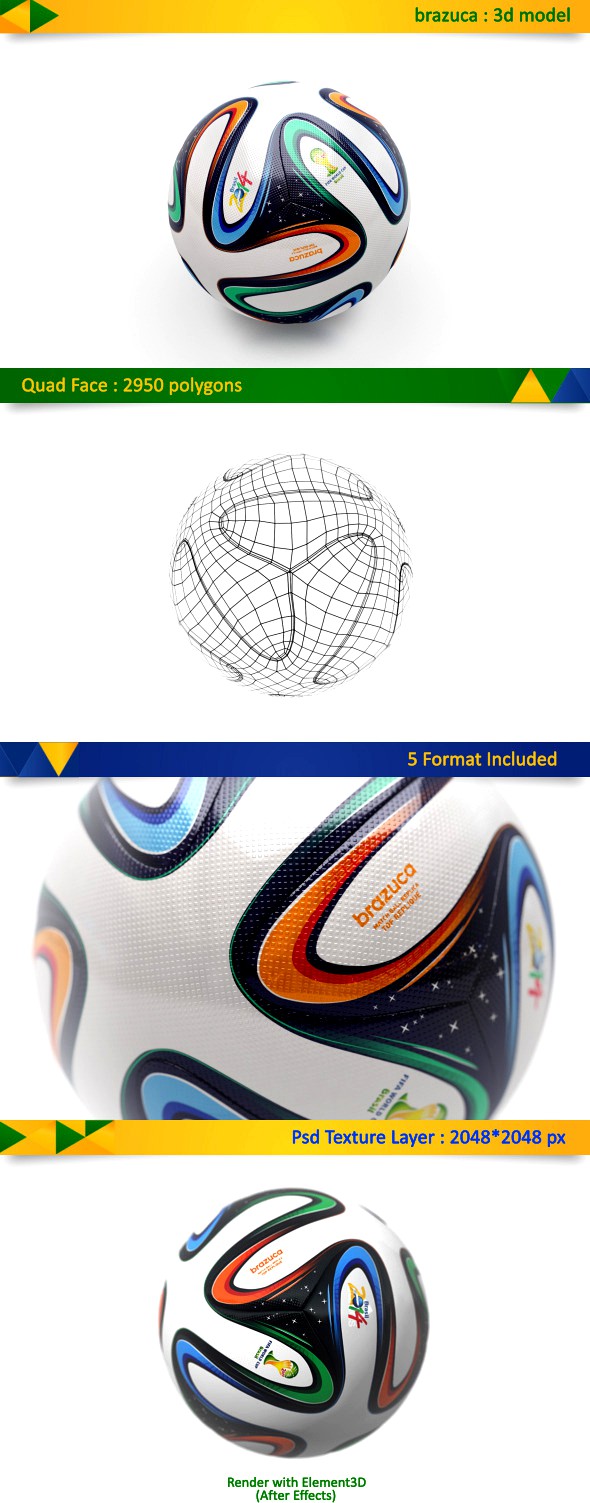 Brazuca Soccer Ball World Cup 3d model