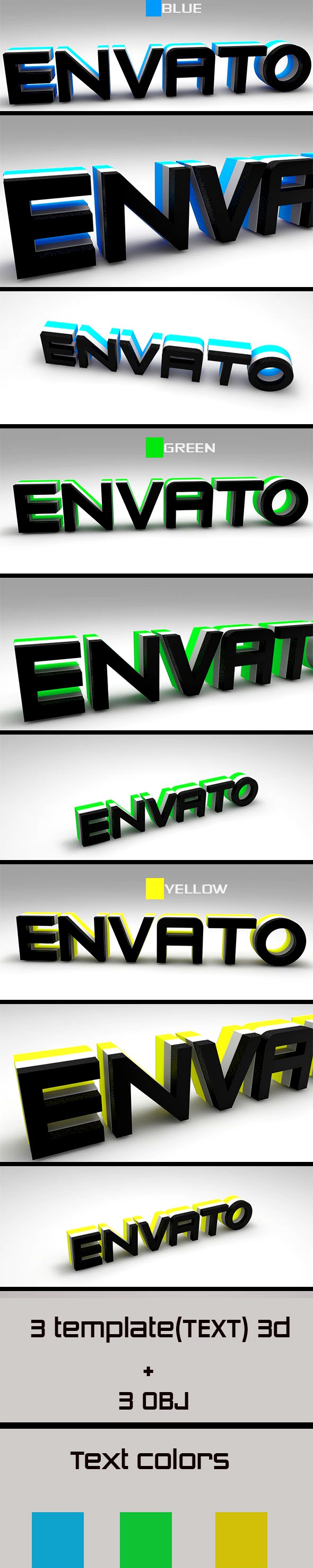 Text 3D Envato ( Blue-Green-Yellow)