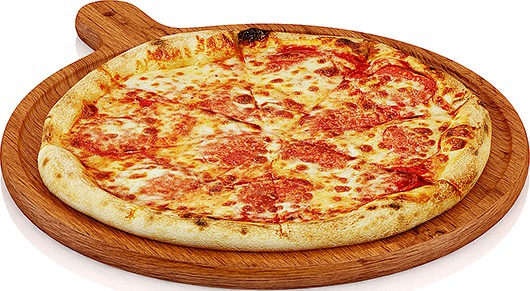 Pizza on wooden board