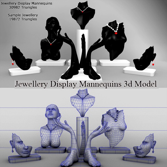 Jewellery Display Mannequins 3d Model