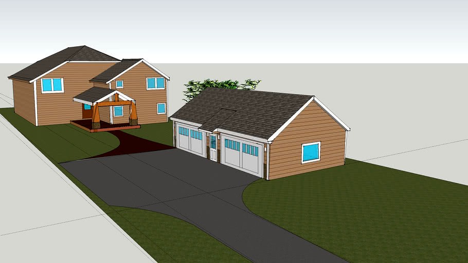 House sketch up with planned new garage and entrance