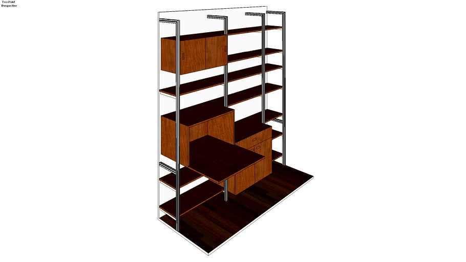 ISS Designs Modular Shelving - 86' Wide 3 Bay Pole Mounted Wall Unit for Home Office