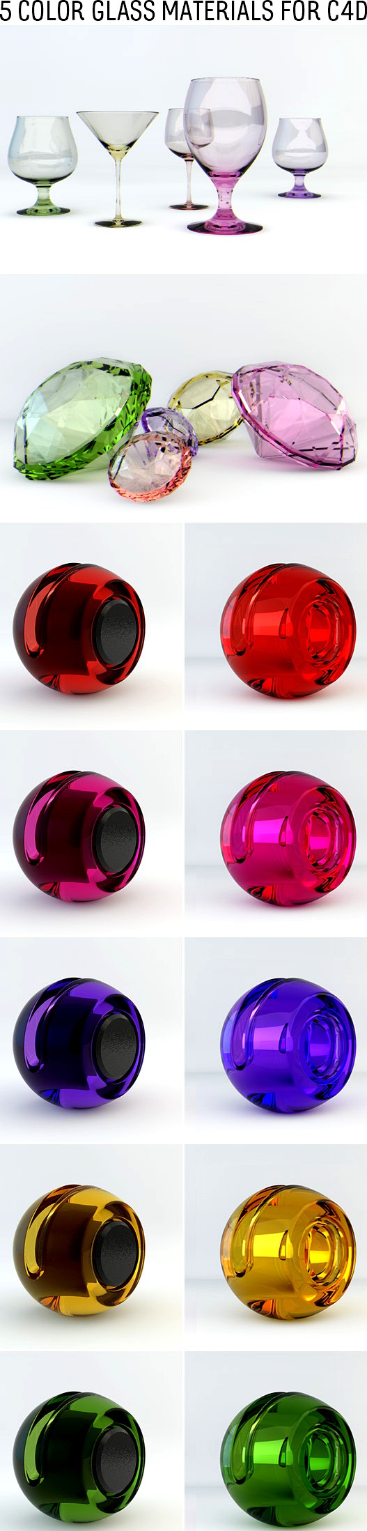 5 Realistic Color Glass Materials for C4D