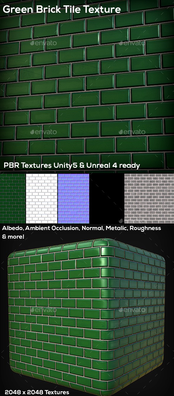 Green Brick Tile Texture