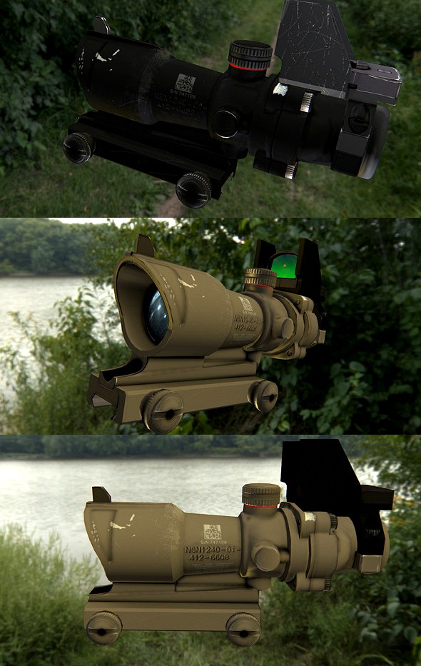 Low poly scope for rifle