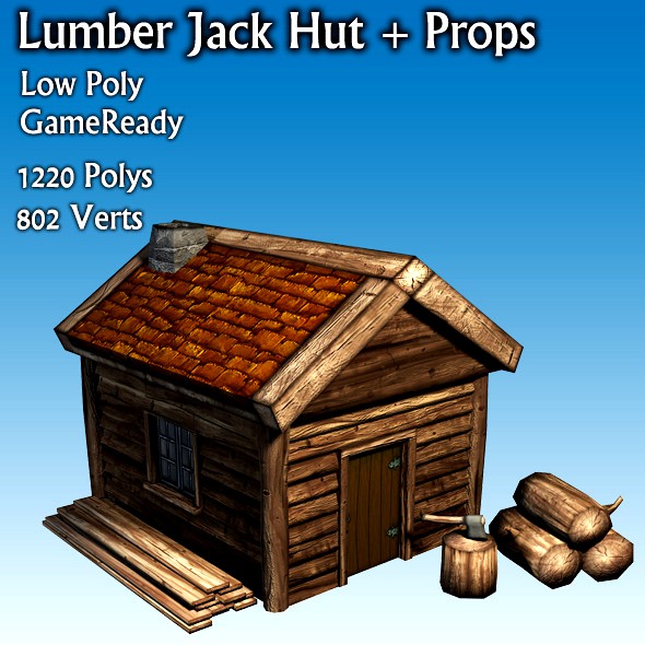 Lumber Jack Hut Low Poly