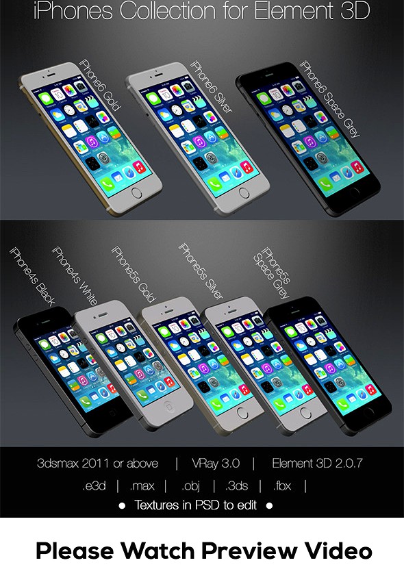 Element3D Apple iPhones Pack