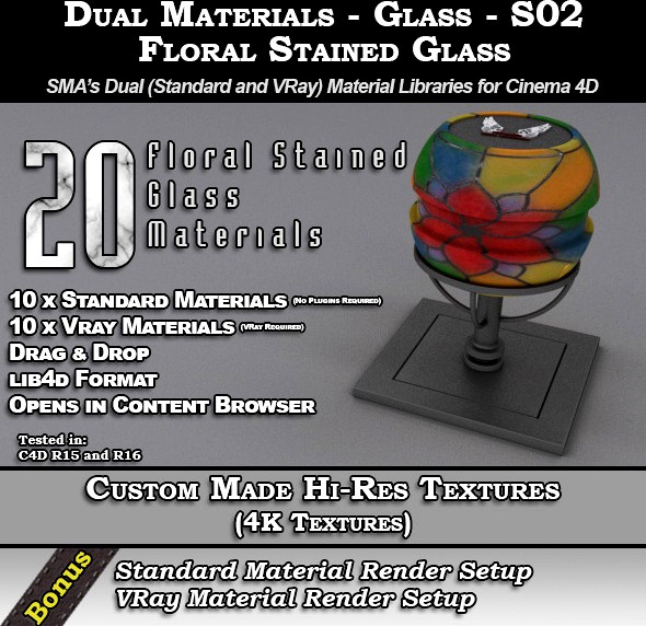 SMA&#x27;s Dual Materials - Glass - S02 - Floral