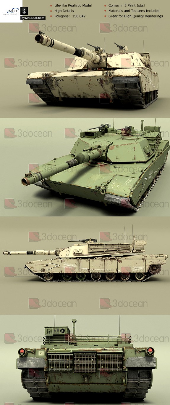 High Detail Realistic Tank - M1A1 Abrams