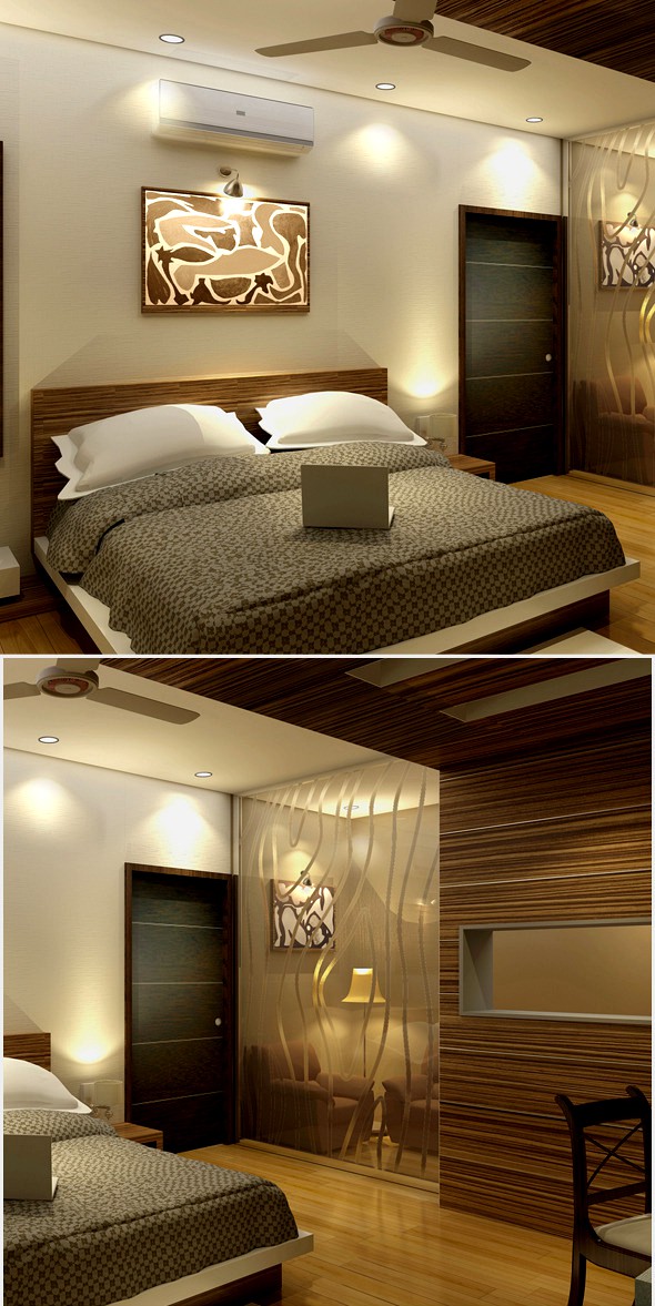 Realistic  Bedroom interior 3d
