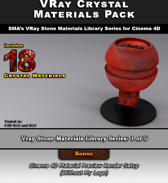 18 VRay Crystal Materials for Cinema 4D