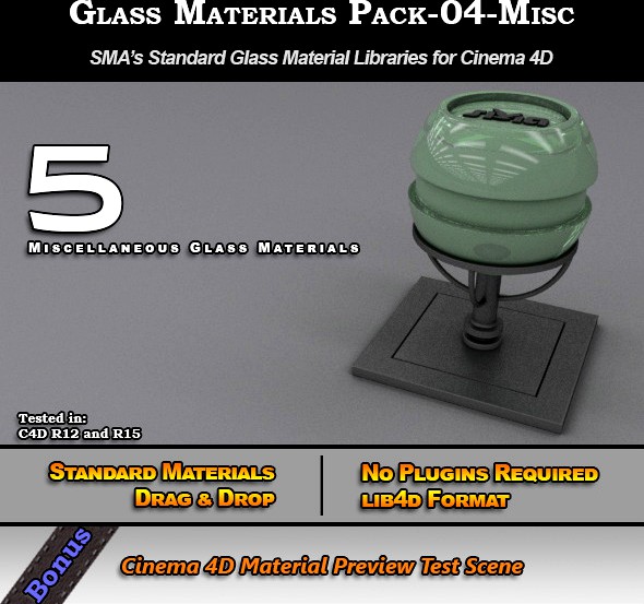 Glass Materials Pack-04-Misc for Cinema 4D