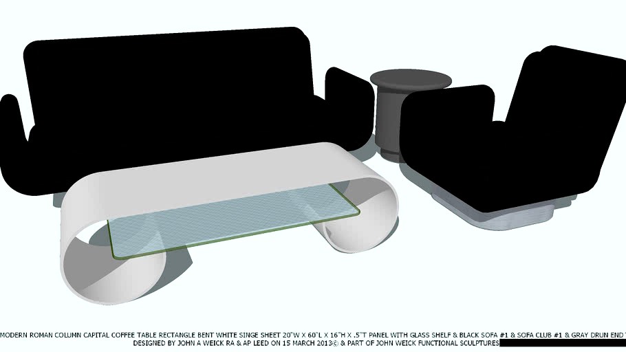 TABLE ROMAN CAPITALWHITE & GL BLACK SOFA & CHAIR BY JOHN A WEICK RA