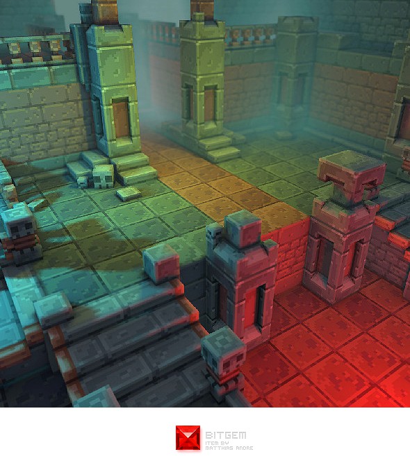 Low Poly 3D Pixel Dungeon Set 01