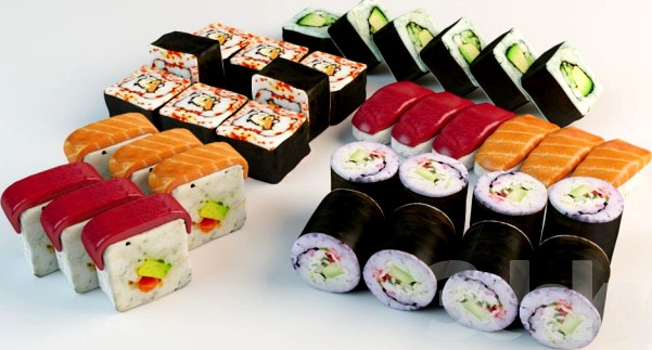 Set Sushi rolls and sushi