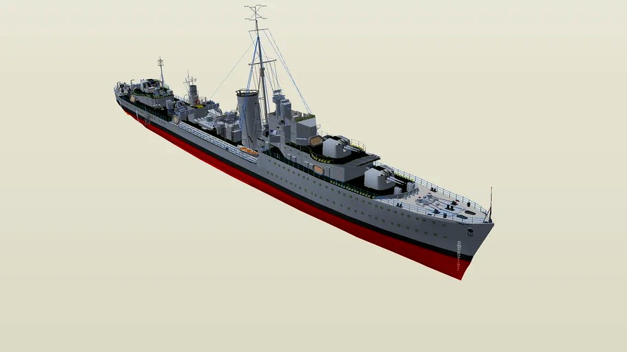 WW2+POLISH+NAVY+POROUN_II+CLASS+DESTROYER