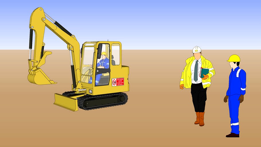 MINI EXCAVATOR WITH OPERATOR DRIVING MEANS OF WORK FOR EXCAVATIONS ON CONSTRUCTION SITE