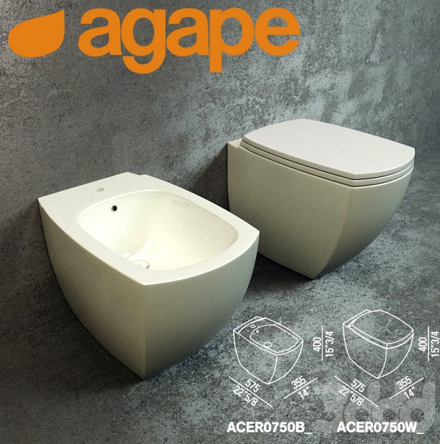 AGAPE 750 WC Bidet floor-standing Sanitary ware Benedini Associati 2005