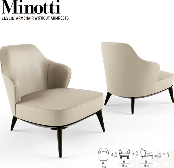minotti leslie armchair without armrests