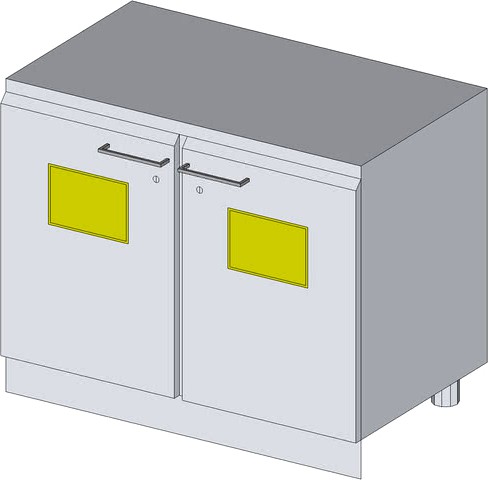 Säure-Laugenschrank, PP, 377-007, 900x720x520mm, 2 Türen