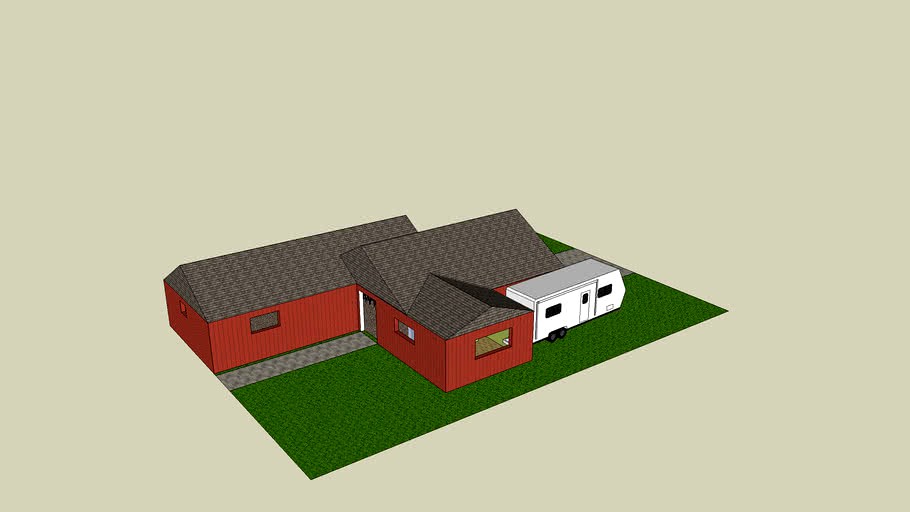 Barn House (With Interior Furniture) 3d model
