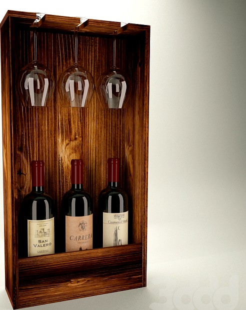 Полка с вином и бокалами