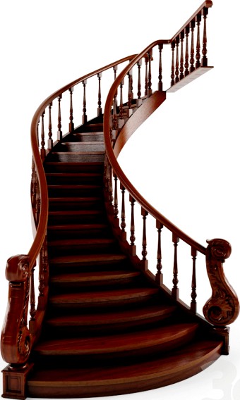 Лестница классическая из красного дерева