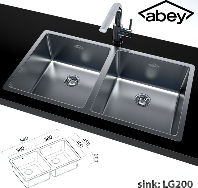 Double kitchen sink + Ovale Sink Mixer With Pull-Out