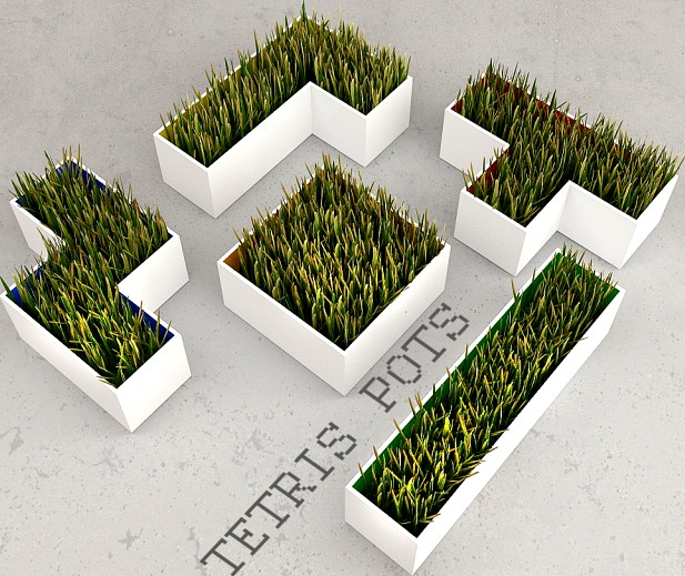 Grass tetris pots