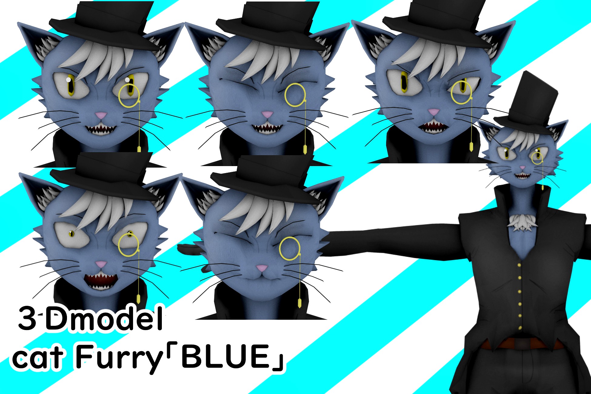 3Dmodel cat Furry 「BLUE」