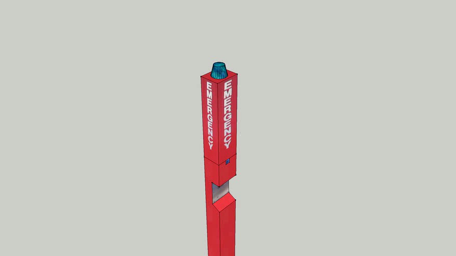 Emergency Blue Light Pole 3d model