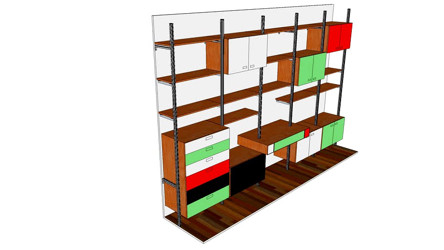 ISS Designs Modular Shelving - 161'W-5 Bays Wall Mounted System