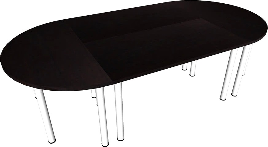 2 Mesas semicirculares+2 mesas rectangulares 280 x140 x74 cm wengué