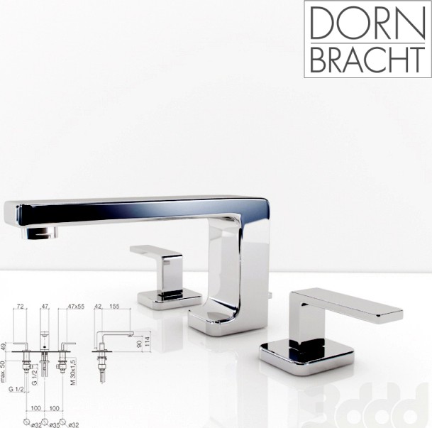Dornbracht Lulu (x3) wall, basin, bath mixer.
