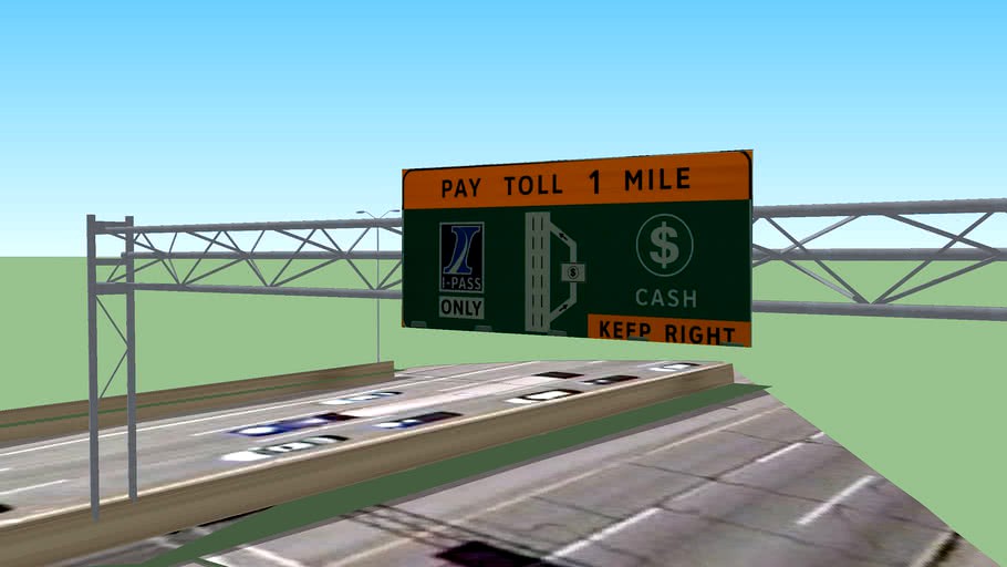 I-90 Illinois Tollway Signs- Pay Toll 1 Mile at Touhy Plaza