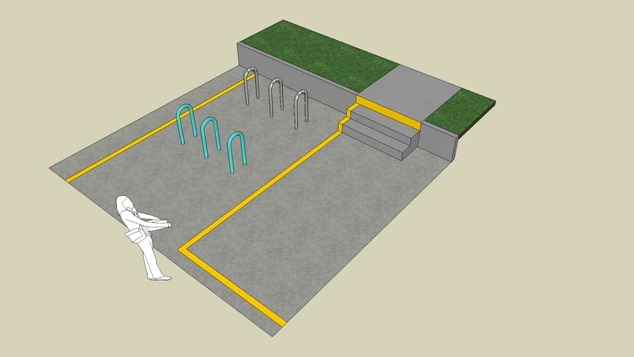 CNM designated bike parking area with rack